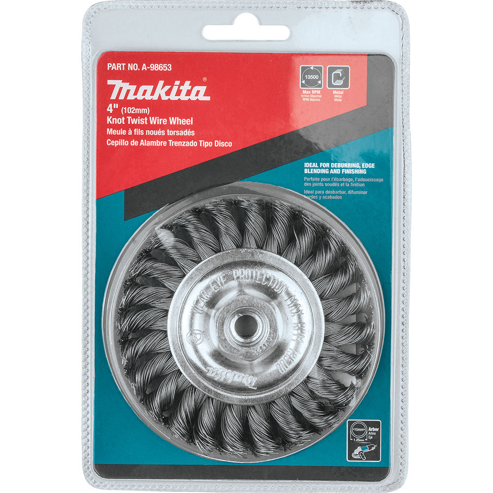 Makita A-98653 4" Knot Twist Wire Wheel, M10 x 1.25 - 3