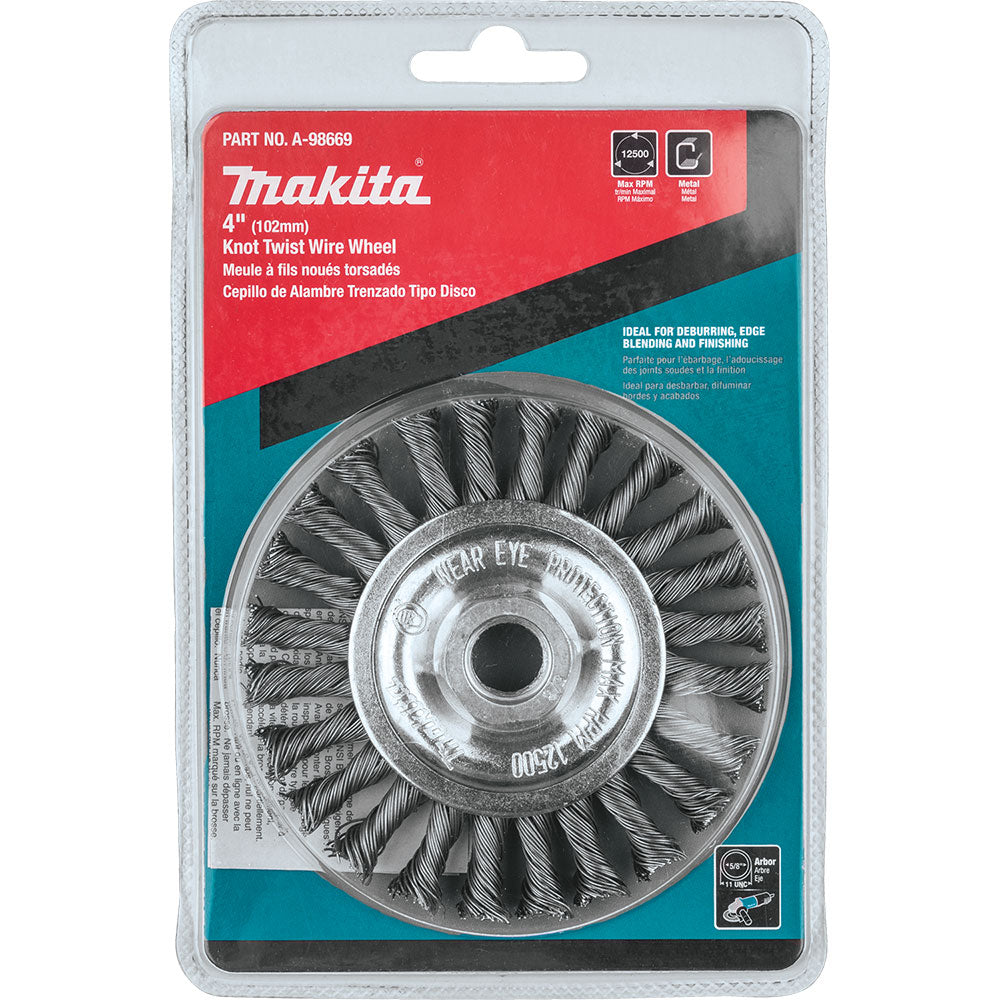 Makita A-98669 4" Knot Twist Wire Wheel, 5/8"-11 - 3