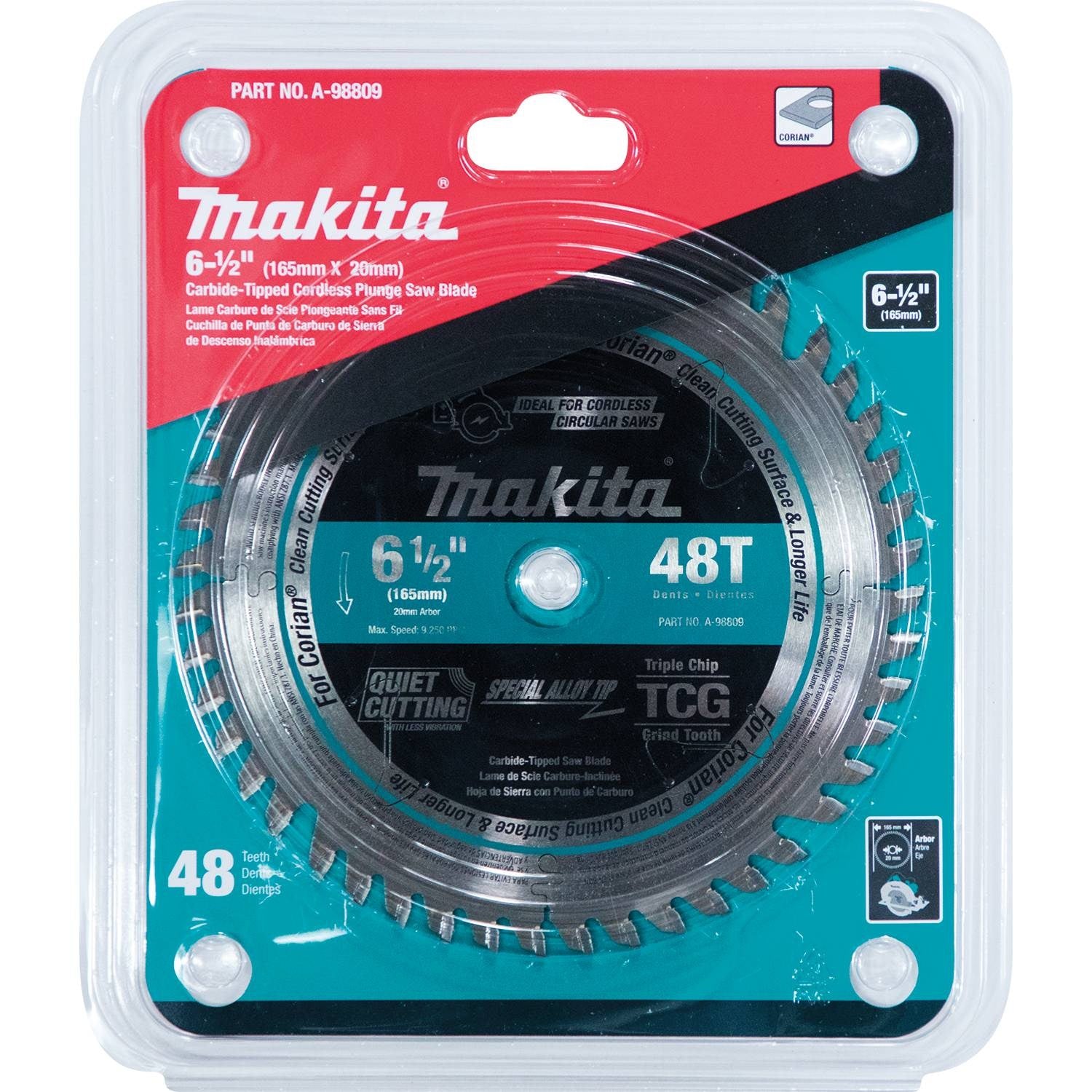 Makita A-98809 6-1/2" 48T Carbide-Tipped Cordless Plunge Saw Blade - 2