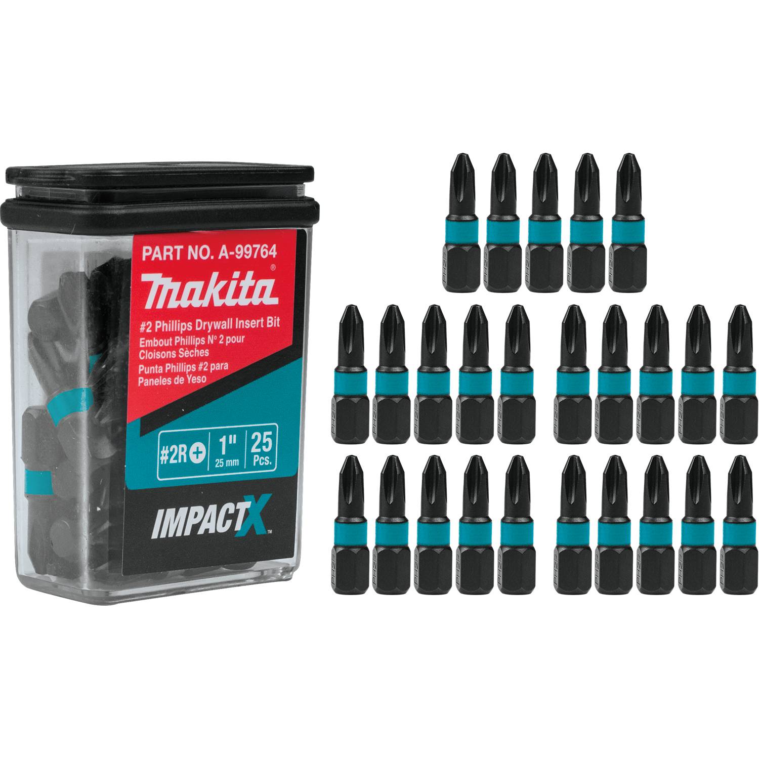 Makita A-99764 ImpactX  #2 Phillips Drywall 1" Insert Bit, 25/pk