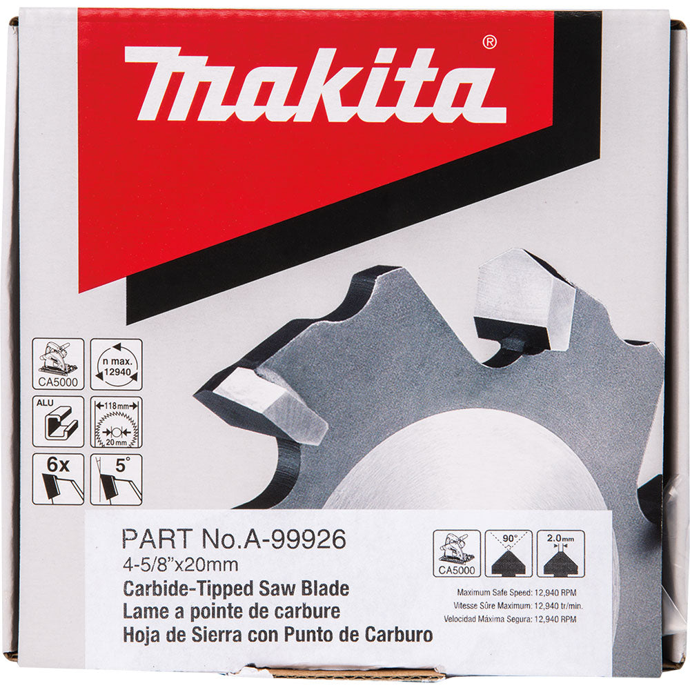 Makita A-99926 4-5/8" (2 mm) Aluminum Grooving Carbide-Tipped Saw Blade - 5