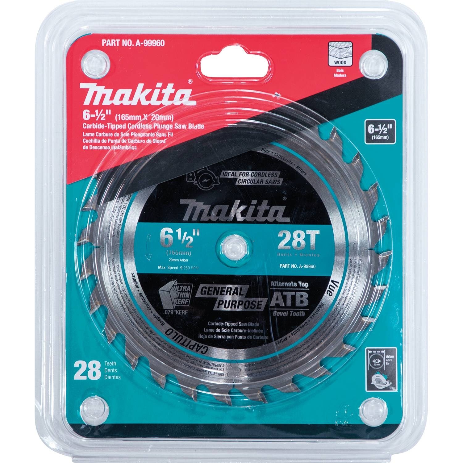 Makita A-99960 6-1/2" 28T Carbide-Tipped Cordless Plunge Saw Blade - 2