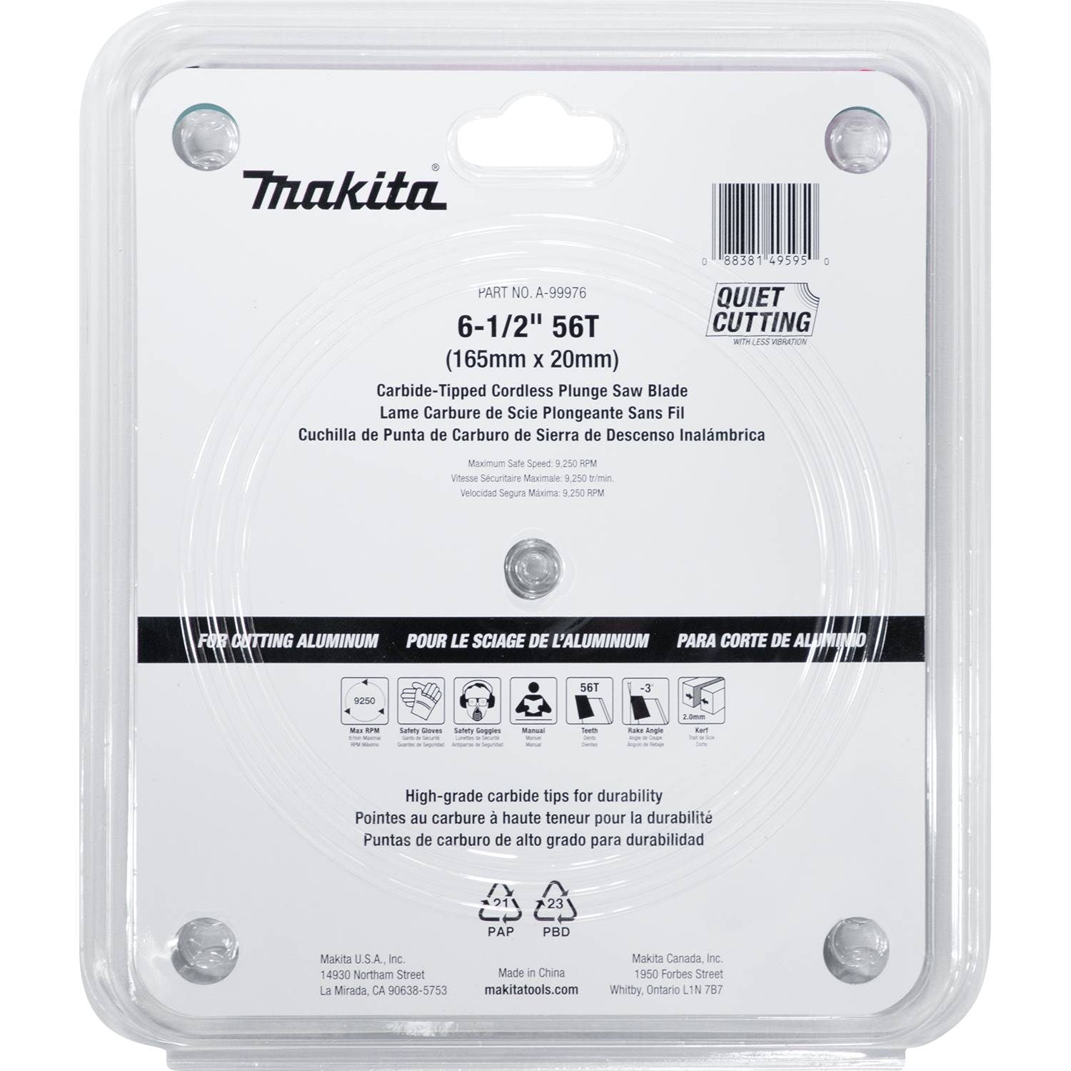 Makita A-99976 6-1/2" 56T Carbide-Tipped Cordless Plunge Saw Blade - 3