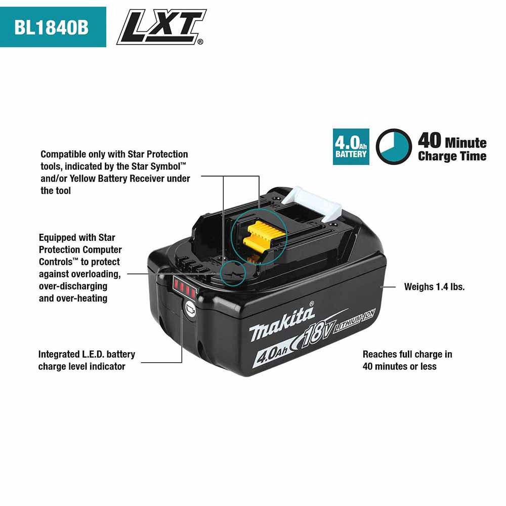 Makita ADBL1840B Outdoor Adventure 18V LXT Lithium-Ion 4.0Ah Battery - 2