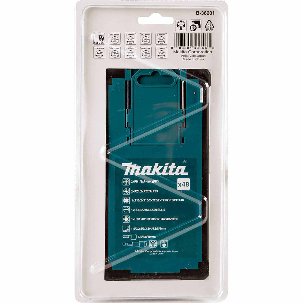 Makita B-36201 48 Piece Metric HSS Socket, Screw Bit, Drill Bit Set - 5