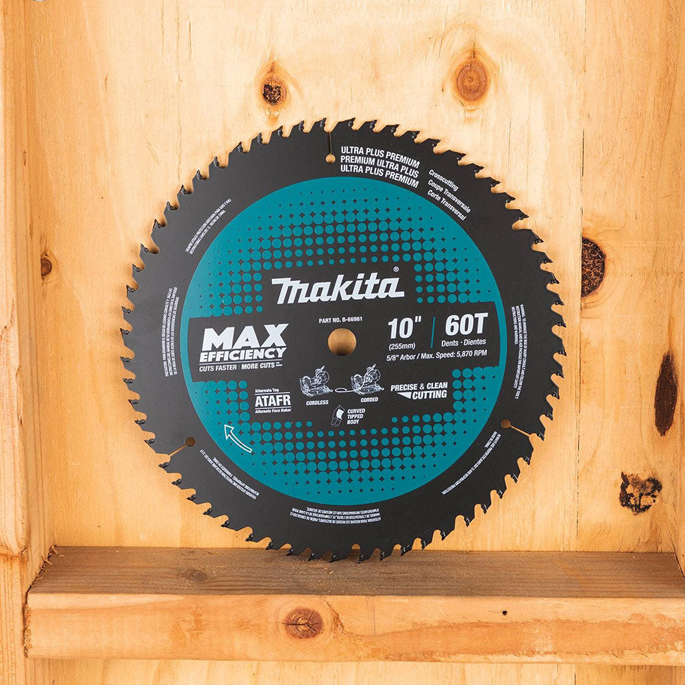 Makita B-66961 10" 60T Carbide-Tipped Max Efficiency Miter Saw Blade - 6