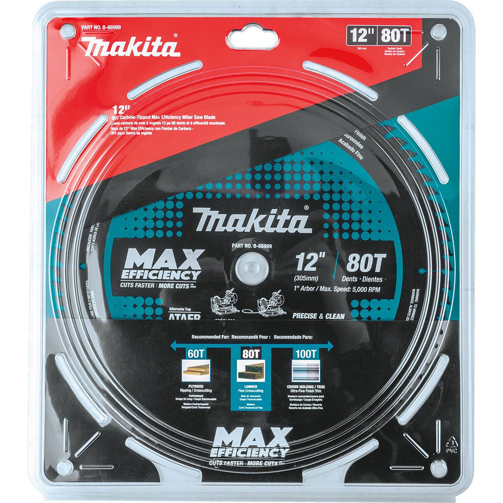 Makita B-66999 12" 80T Carbide-Tipped Max Efficiency Miter Saw Blade - 7