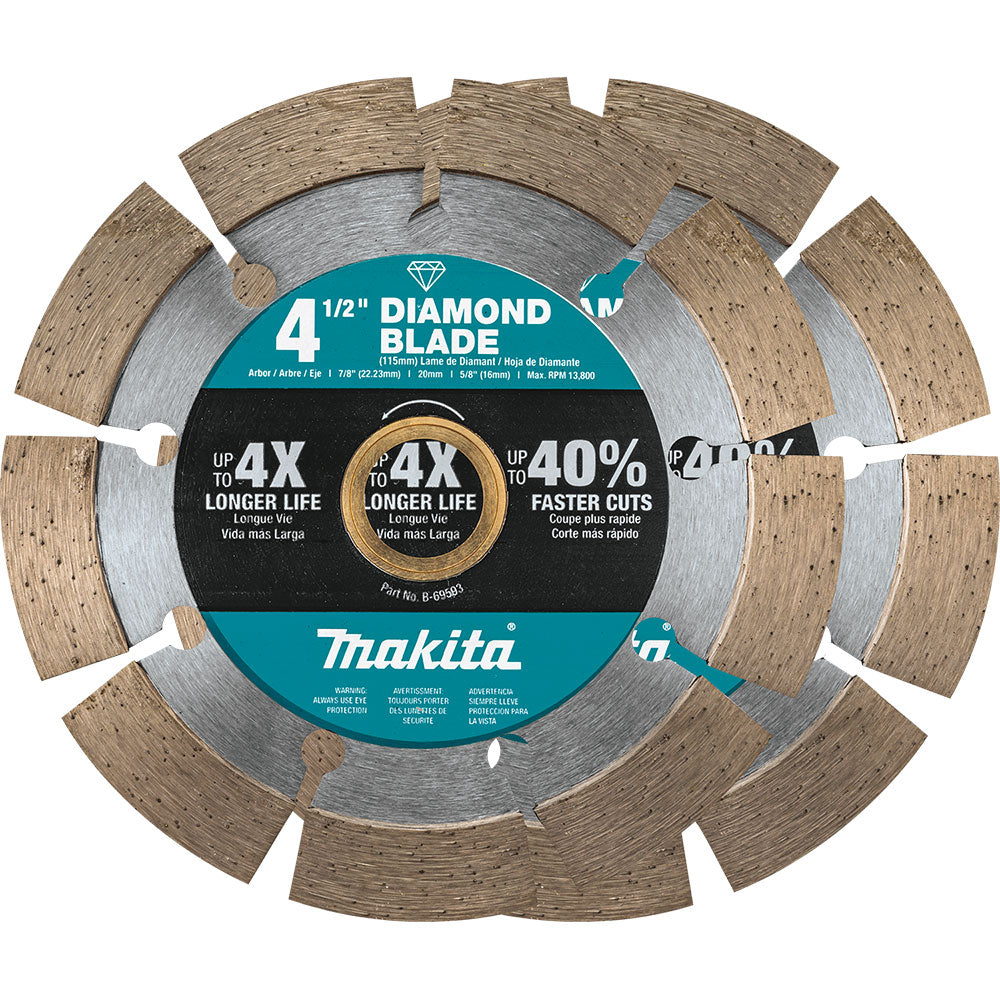 Makita B-69602 4-1/2" Diamond Blade, Segmented, General Purpose, 2 Pack