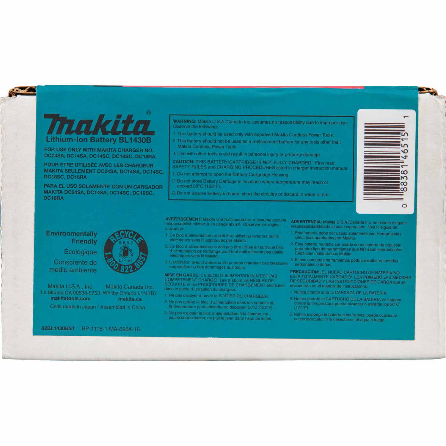 Makita BL1430B 14.4V LXT 3.0Ah Li-Ion Battery with LED - 7