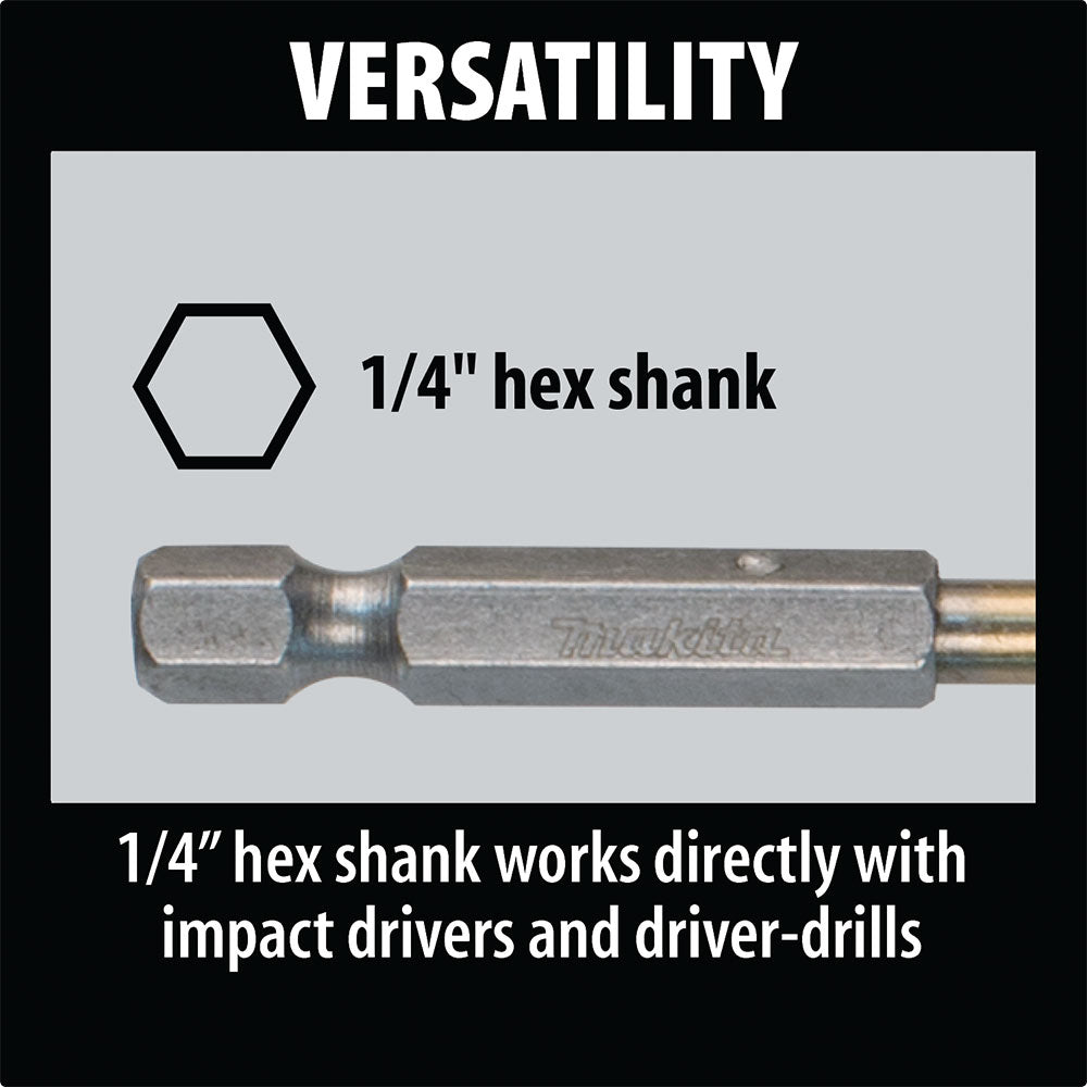 Makita D-23880 1/8" Titanium Coated Drill Bit, 1/4" Hex Shank - 6