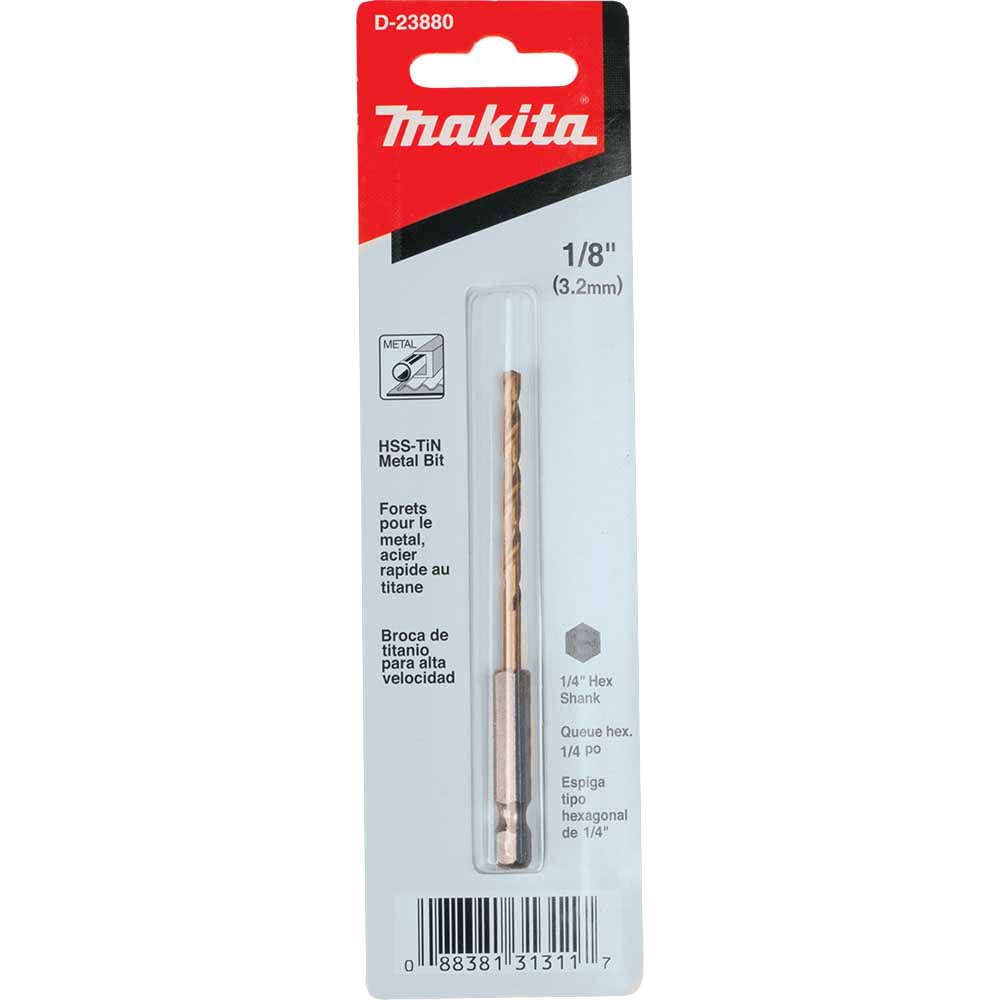 Makita D-23880 1/8" Titanium Coated Drill Bit, 1/4" Hex Shank - 7