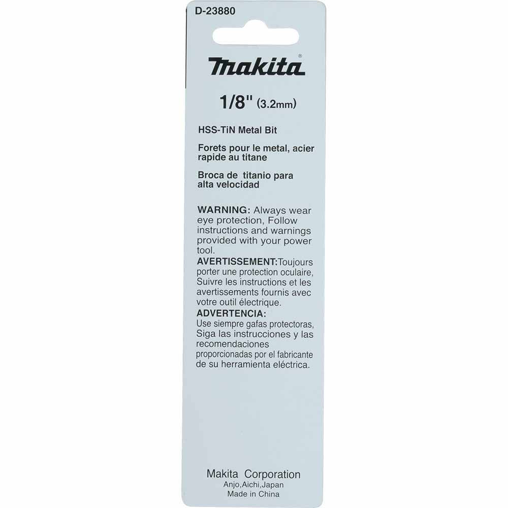 Makita D-23880 1/8" Titanium Coated Drill Bit, 1/4" Hex Shank - 8