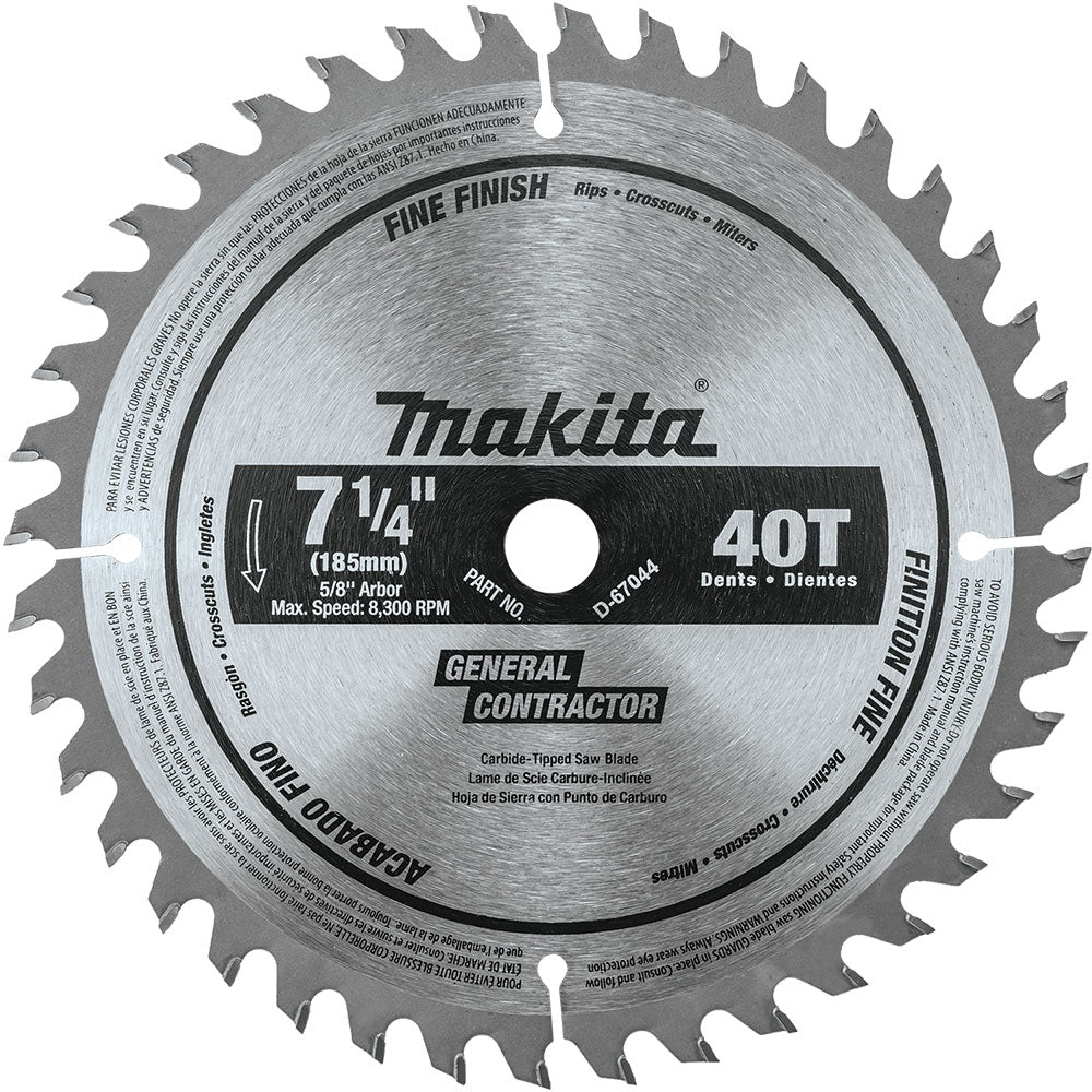 Makita D-67044 7-1/4" 40T Carbide Circular Saw Blade, Fine Crosscutting