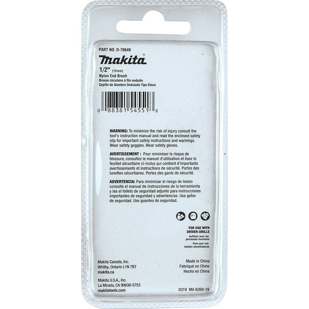 Makita D-70649 1/2" Nylon End Brush, Coarse, 80 Grit - 3