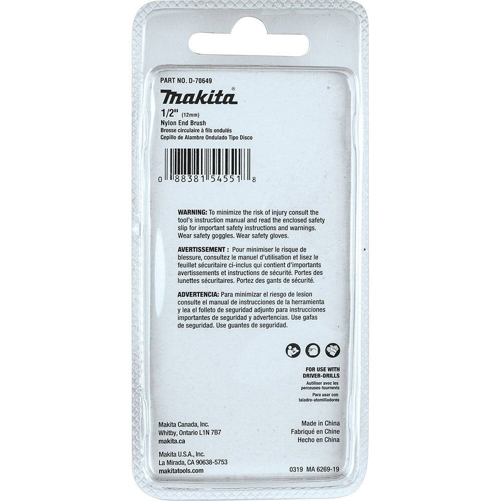Makita D-70649 1/2" Nylon End Brush, Coarse, 80 Grit - 3