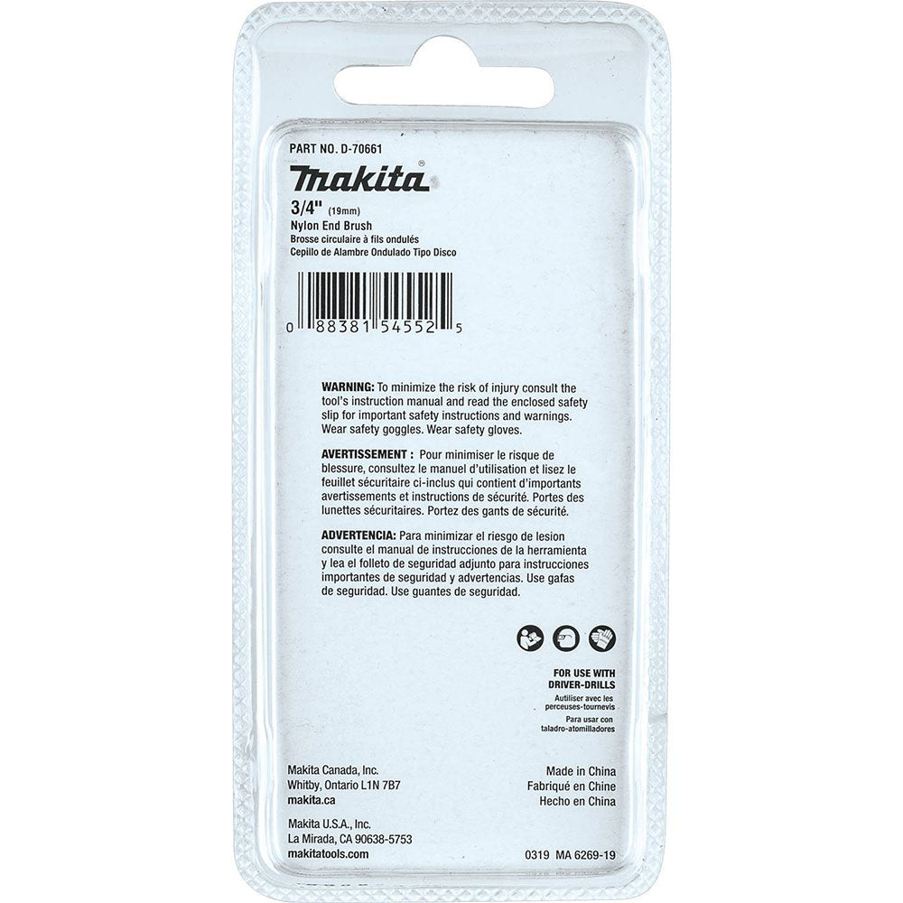 Makita D-70661 3/4" Nylon End Brush, Coarse, 80 Grit - 3