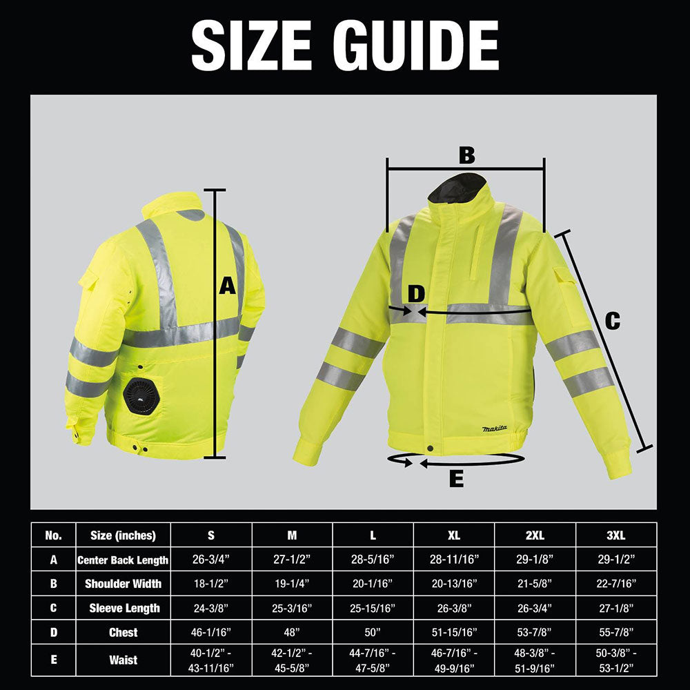 Makita DFJ214Z3XL 18V LXT Lithium-Ion Cordless High Visibility Fan Jacket(3XL) - 6