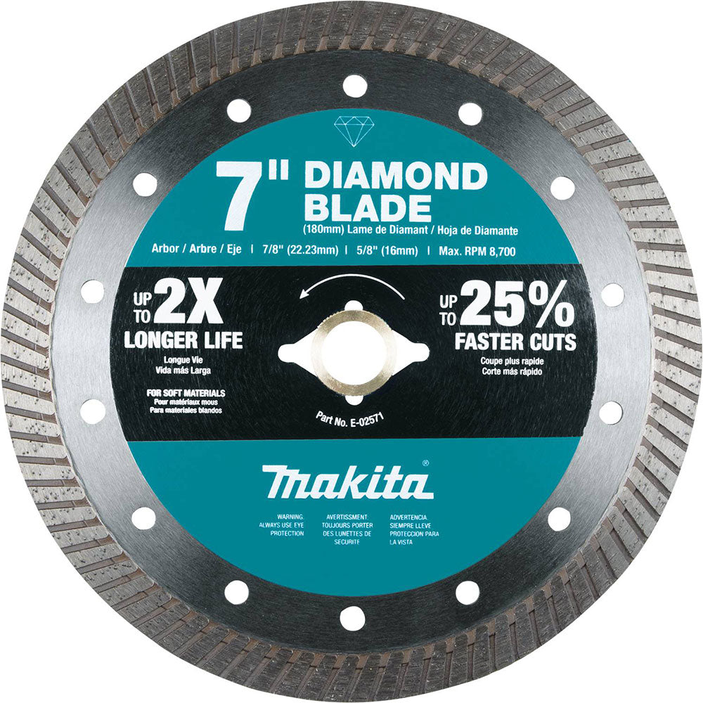 Makita E-02571 7" Diamond Blade, Turbo, Soft Material