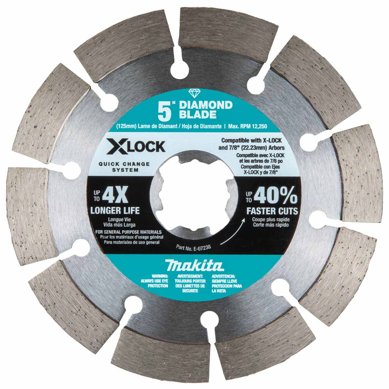 Makita E-07238 X-LOCK 5" Segmented Diamond Blade for Masonry Cutting