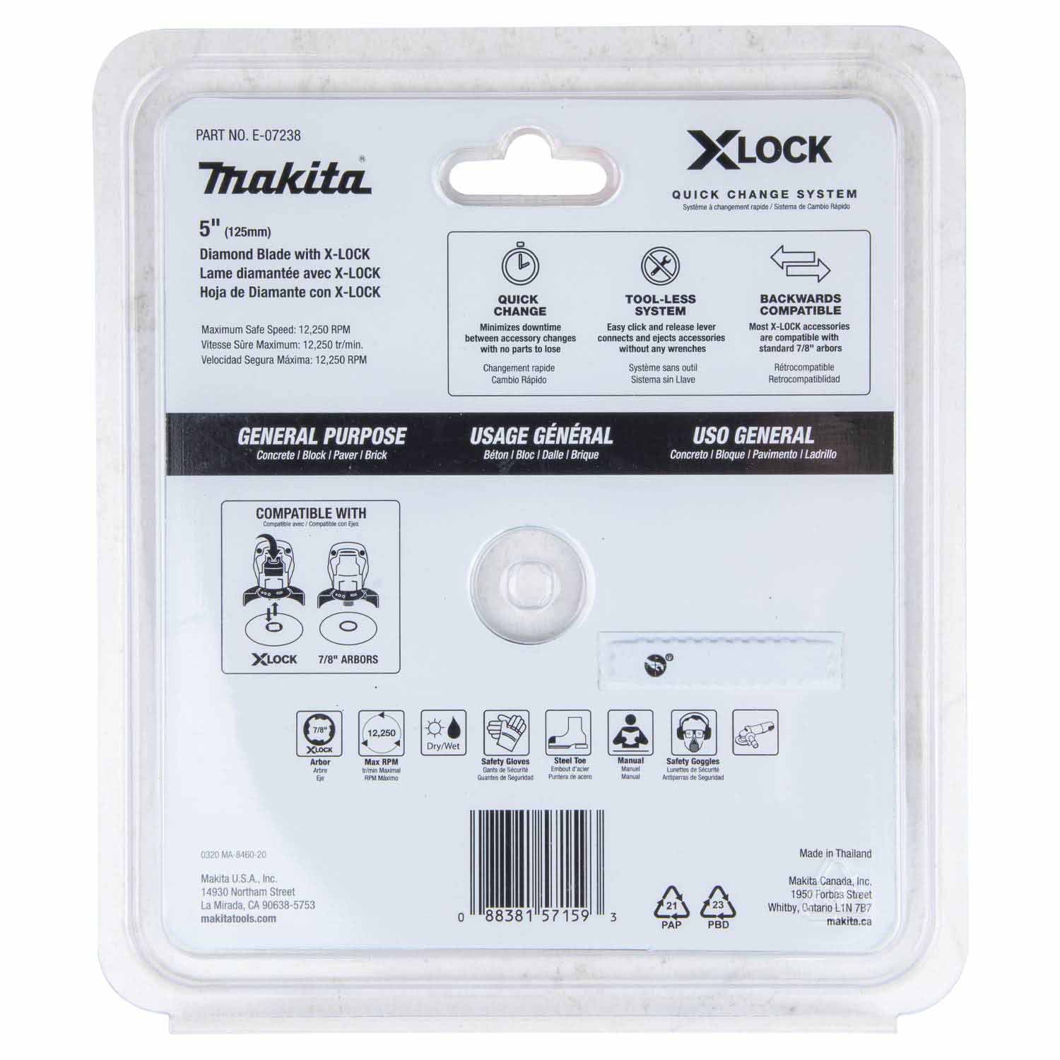 Makita E-07238 X-LOCK 5" Segmented Diamond Blade for Masonry Cutting - 3