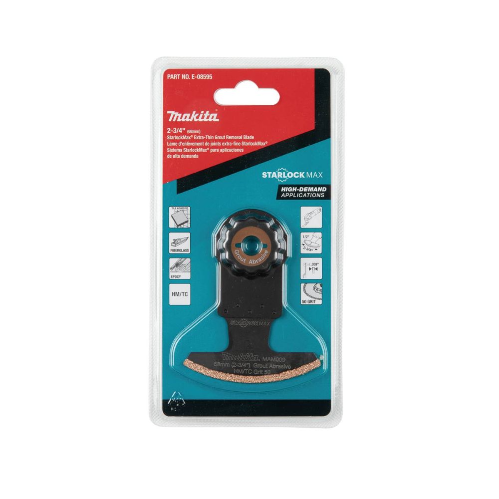 Makita E-08595 StarlockMax Oscillating Multi-Tool 2-3/4" Hard Metal with Tungsten Carbide 50 Grit Grout and Abrasive Segmented Saw Blade - 3