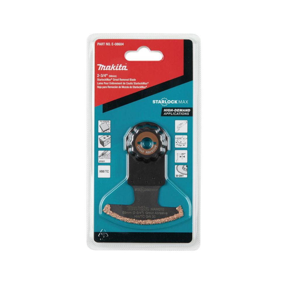 Makita E-08604 StarlockMax Oscillating Multi-Tool 2-3/4" Hard Metal with Tungsten Carbide 30 Grit Grout and Abrasive Segmented Saw Blade - 3