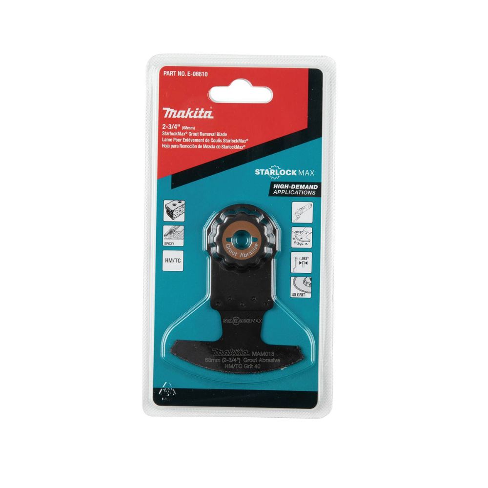 Makita E-08610 StarlockMax Oscillating Multi-Tool 2-3/4" Hard Metal with Tungsten Carbide 40 Grit Grout and Abrasive Segmented Saw Blade - 3