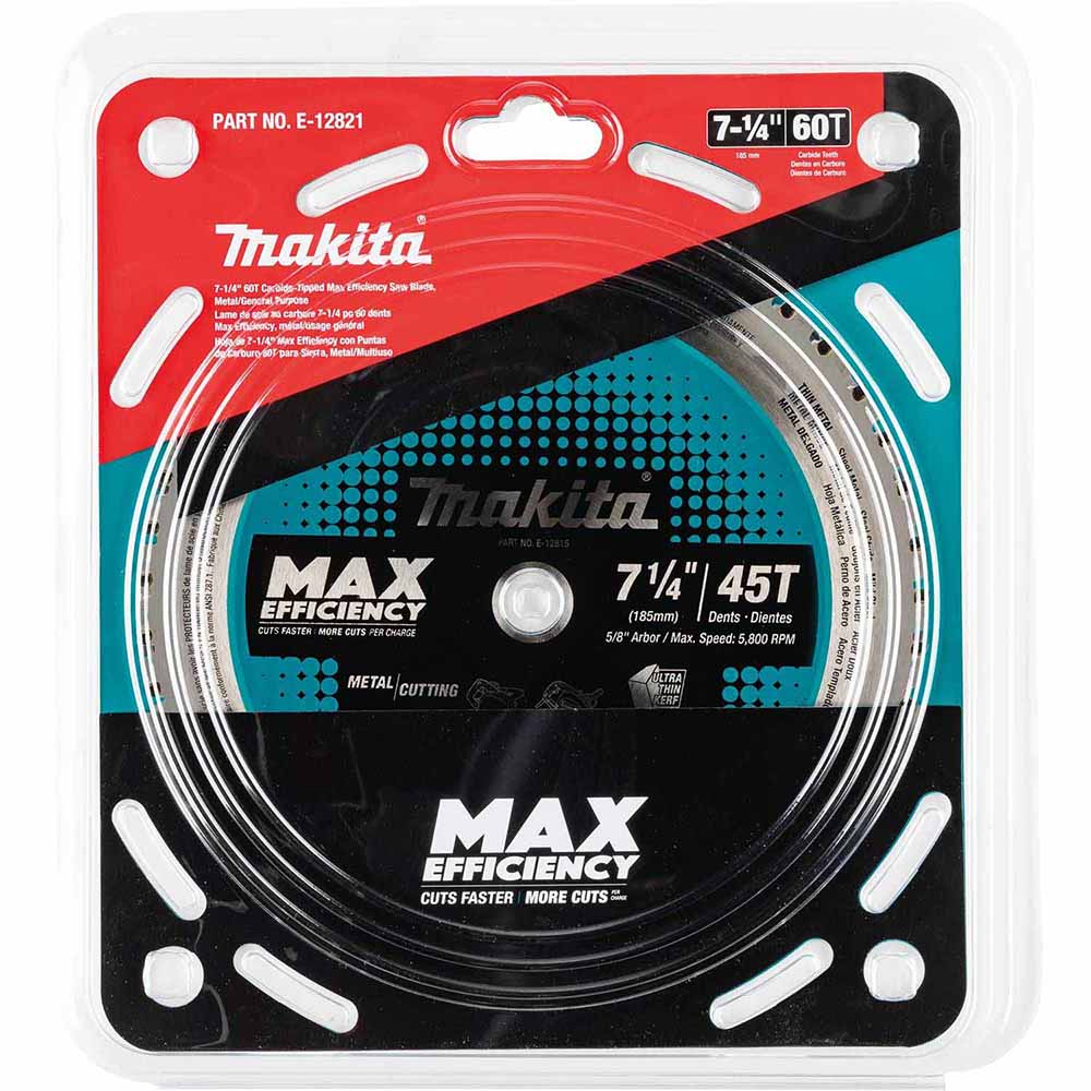 Makita E-12821 7-1/4" 60T Carbide-Tipped Max Efficiency Saw Blade, Metal/Stainless Steel - 2