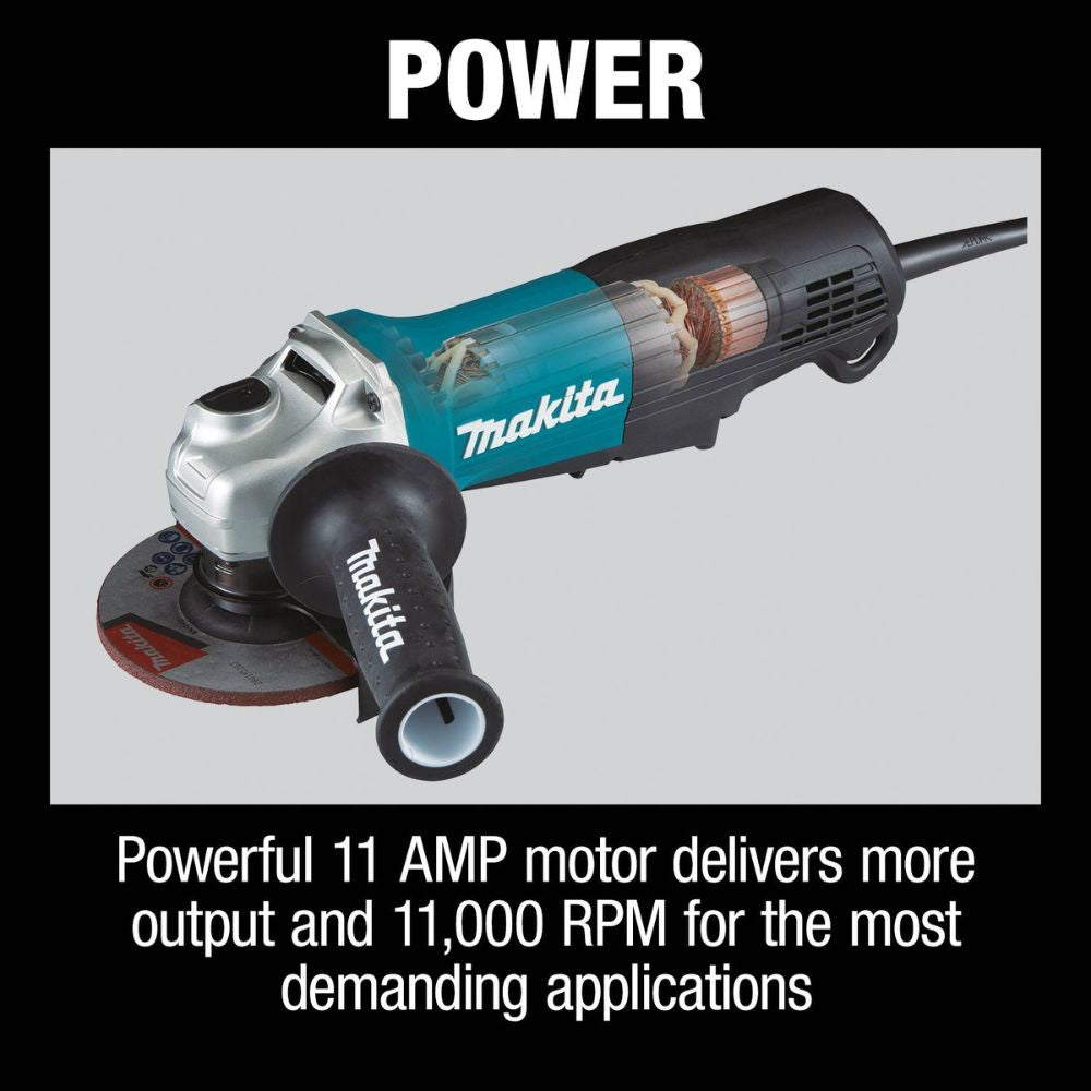 Makita GA4553R 4-1/2" Paddle Switch Angle Grinder, 11 AMP, 11,000 RPM, 5/8" -11, lock-off, no lock-on - 12