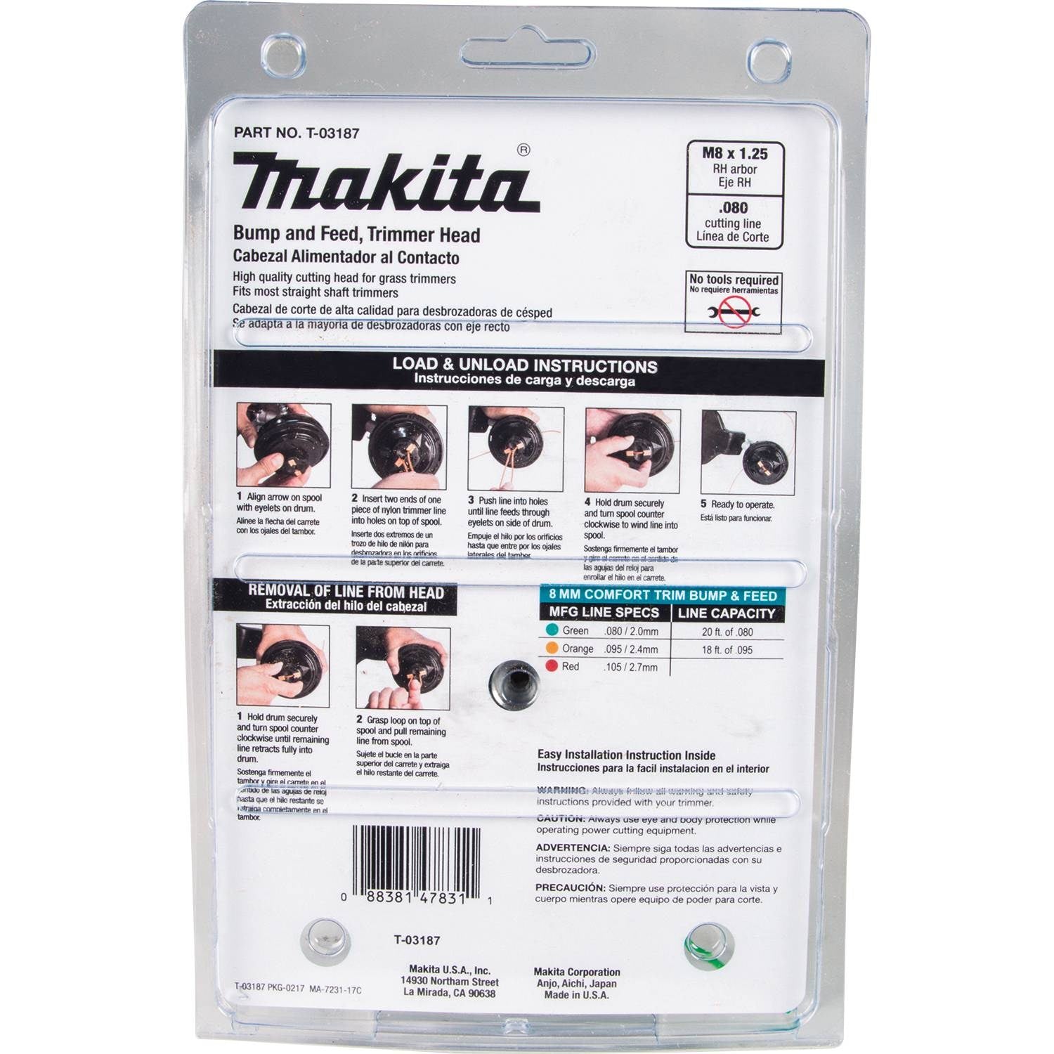 Makita T-03187 Trimmer Head, Bump and Feed, RH - 3