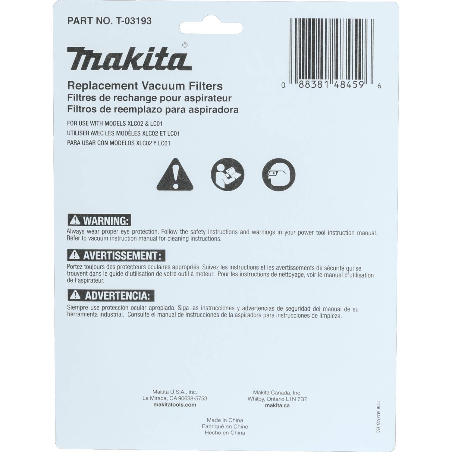 Makita T-03193 Cloth Vacuum Filter, 3/pk - 2