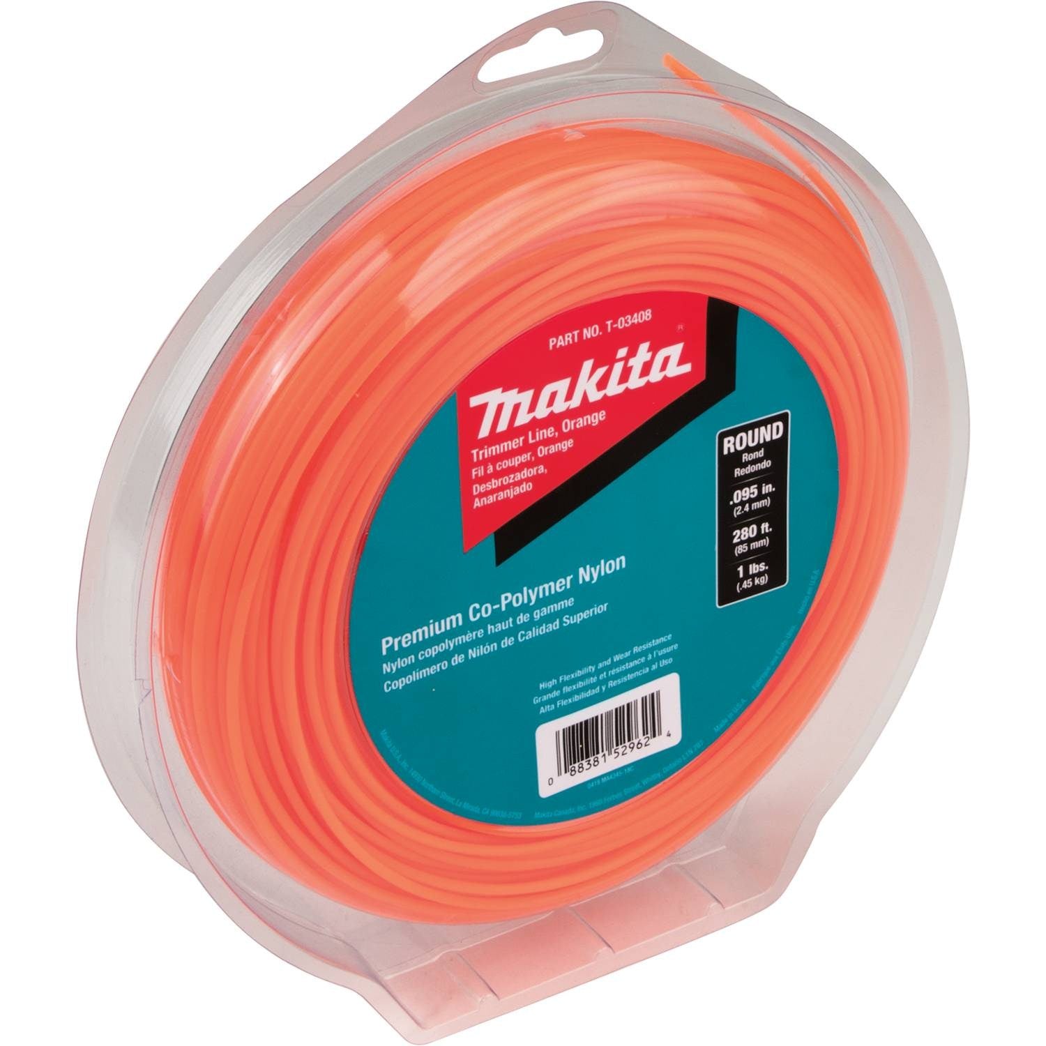 Makita T-03408 Round Trimmer Line, 0.095", Orange, 280', 1 lbs. - 2