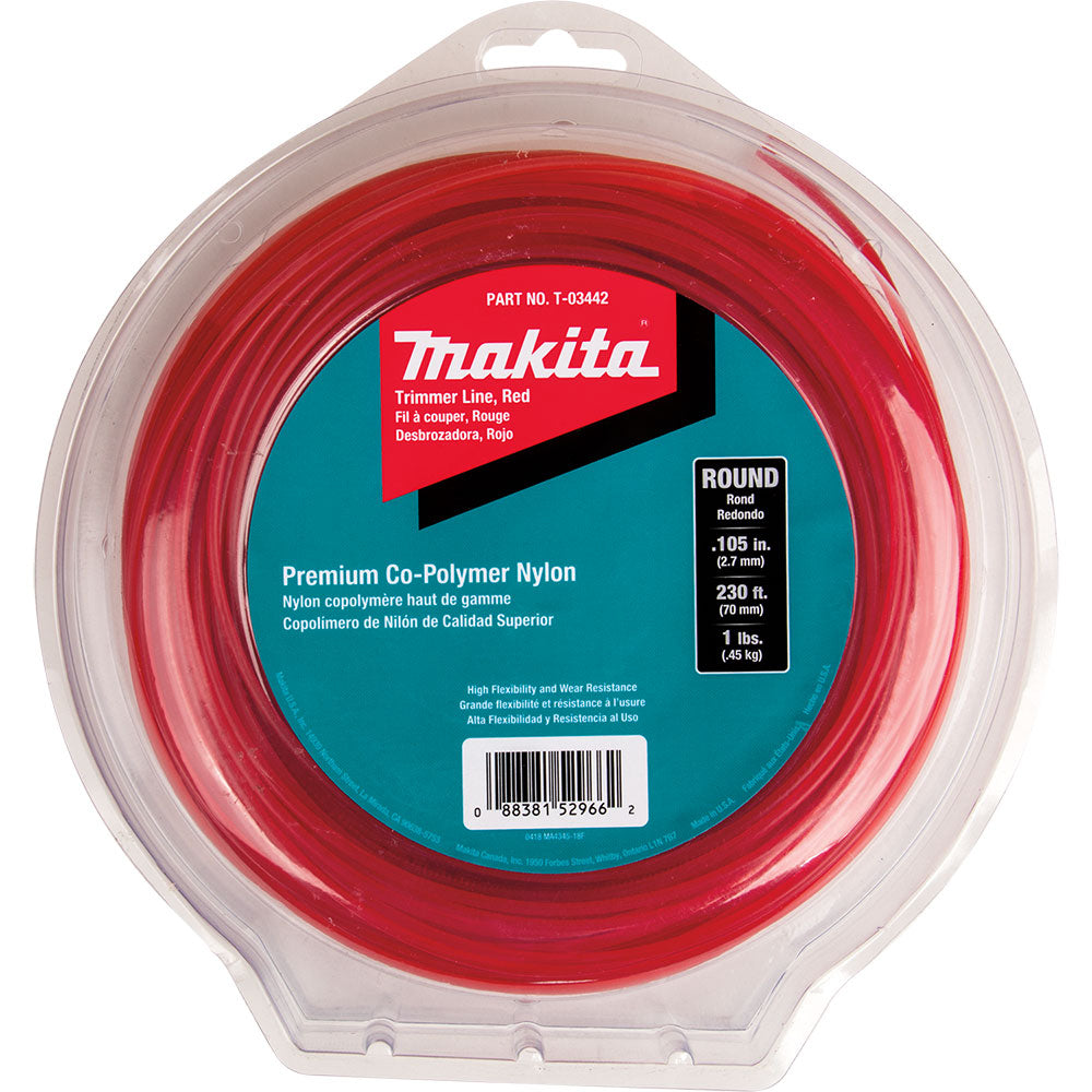 Makita T-03442 Round Trimmer Line, 0.105", Red, 230', 1 lbs.