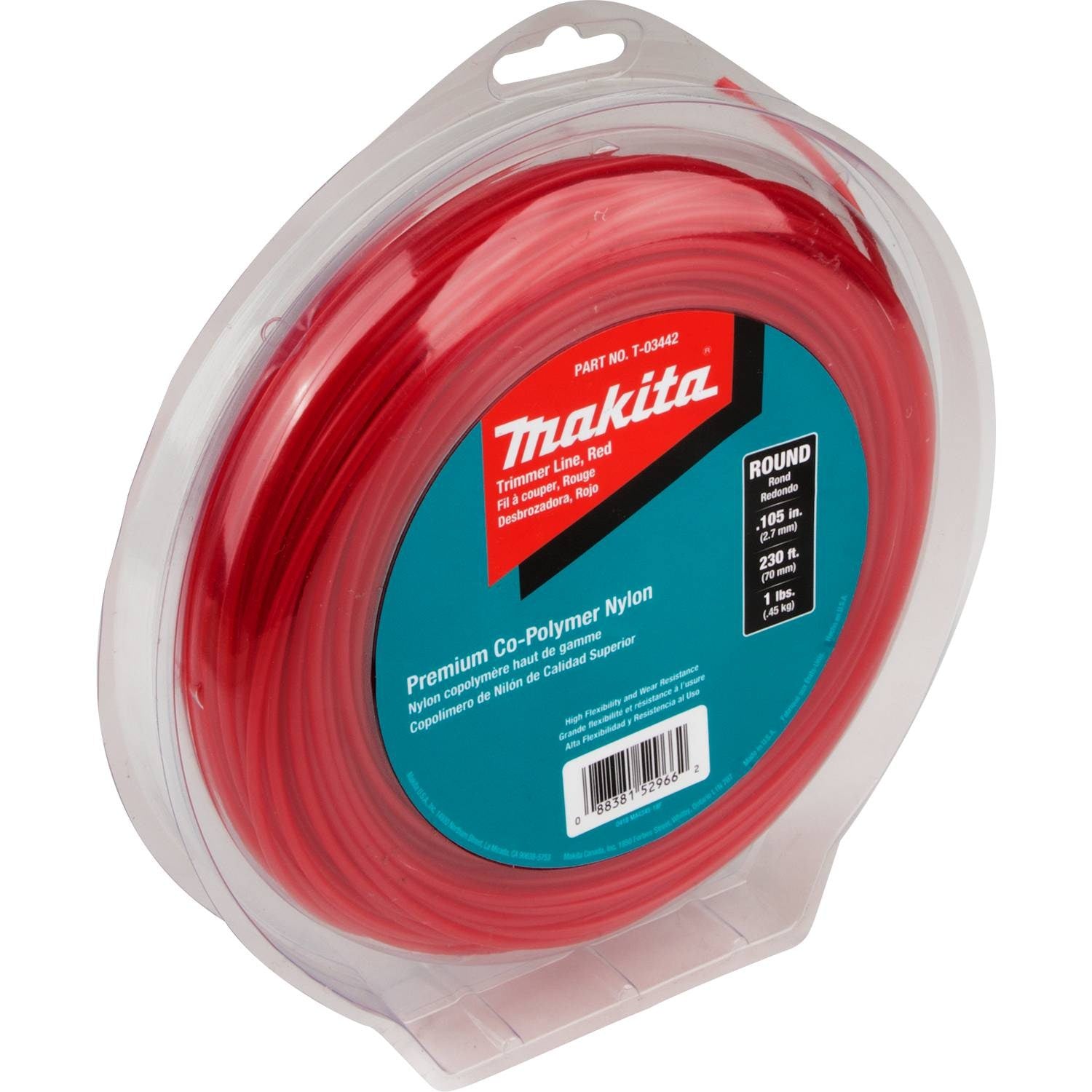 Makita T-03442 Round Trimmer Line, 0.105", Red, 230', 1 lbs. - 2