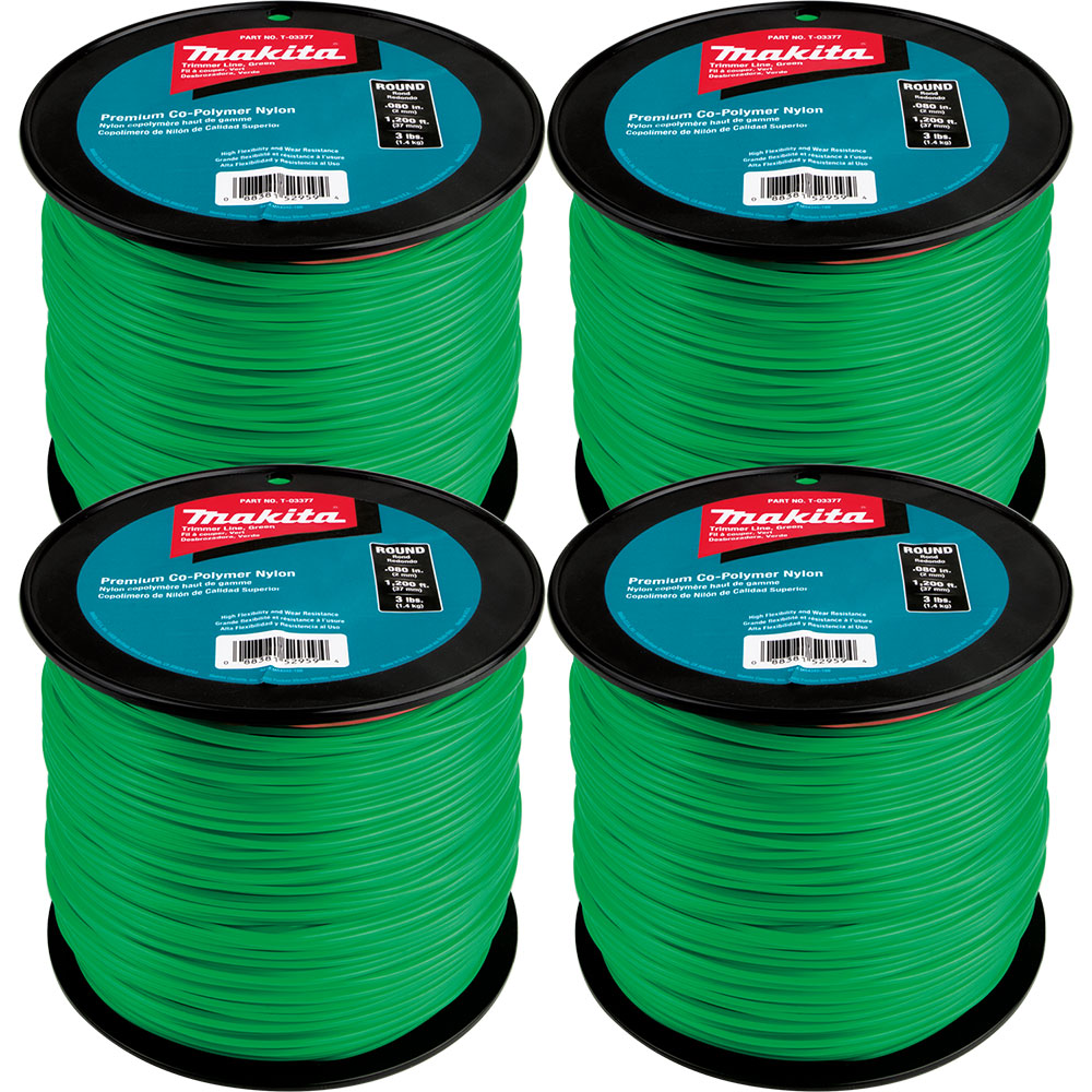 Makita T-03713 Round Trimmer Line, 0.080", Green, 1,200', 3 lbs., 4/pk