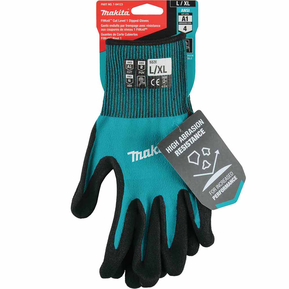 Makita T-04123 FitKnit Cut Level 1 Nitrile Coated Dipped Gloves (Large/X-Large) - 3