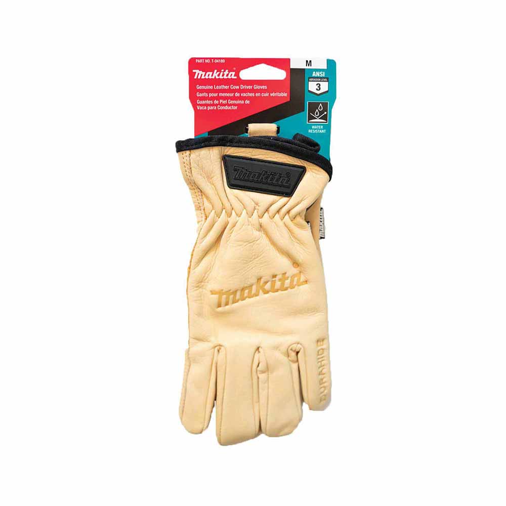 Makita T-04189 100% Genuine Leather Cow Driver Gloves (Medium) - 2