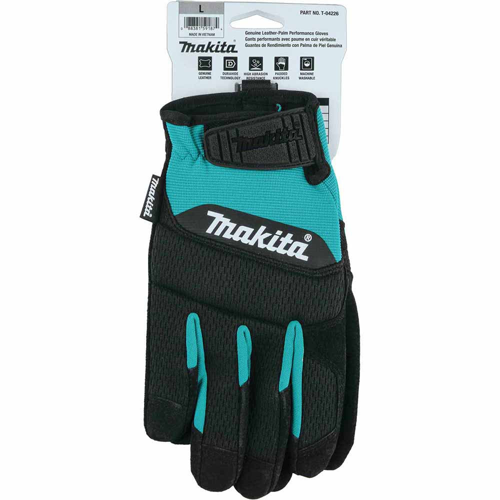 Makita T-04226 100% Genuine Leather-Palm Performance Gloves (Large) - 4