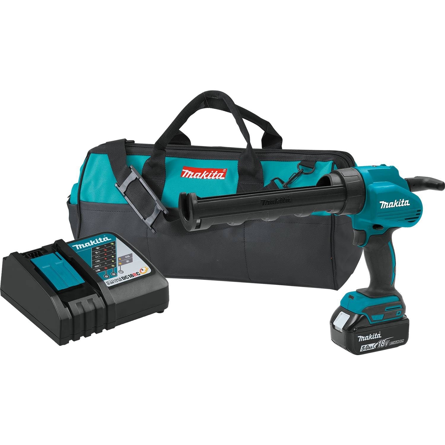 Makita XGC01T1 18V Li-Ion Cordless 10 oz Caulk and Adhesive Gun Kit, 5.0 Ah