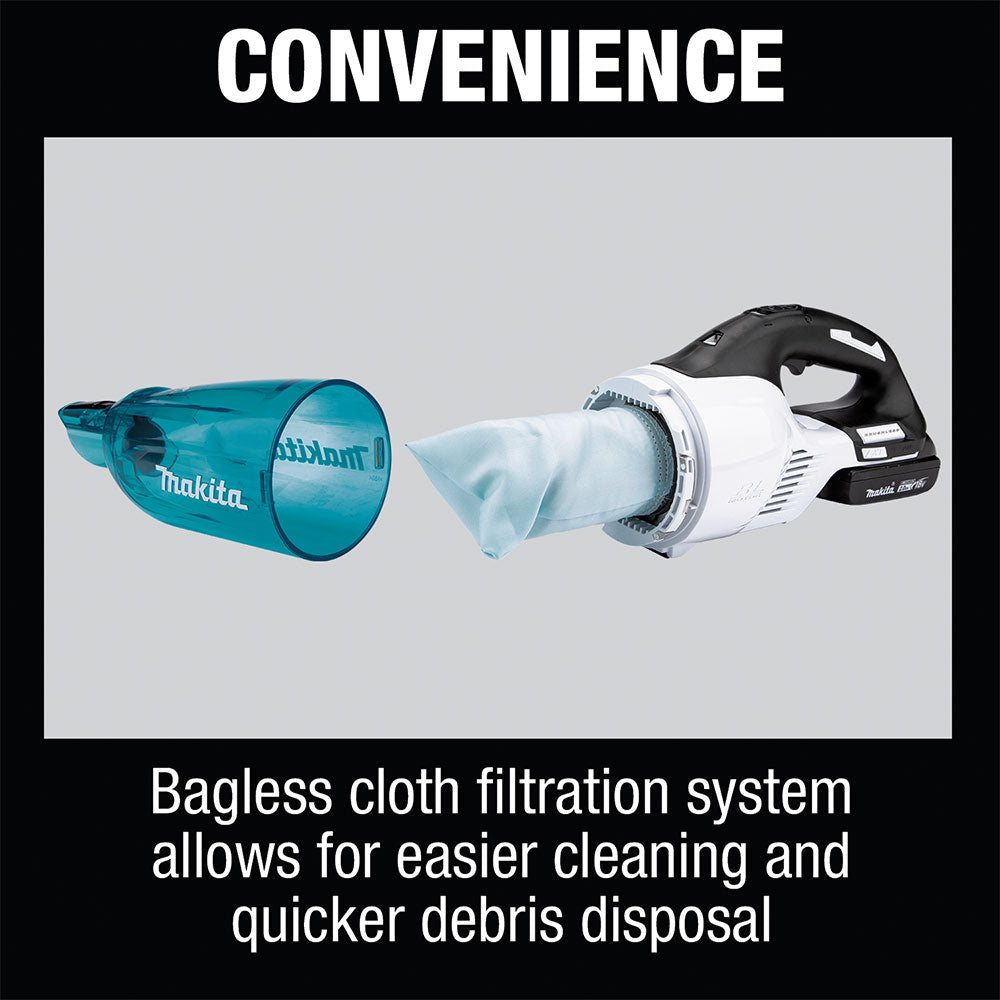 Makita XLC03R1WX4 18V LXT Compact Cordless Vacuum Kit, Trigger w/ Lock (2.0Ah) - 6