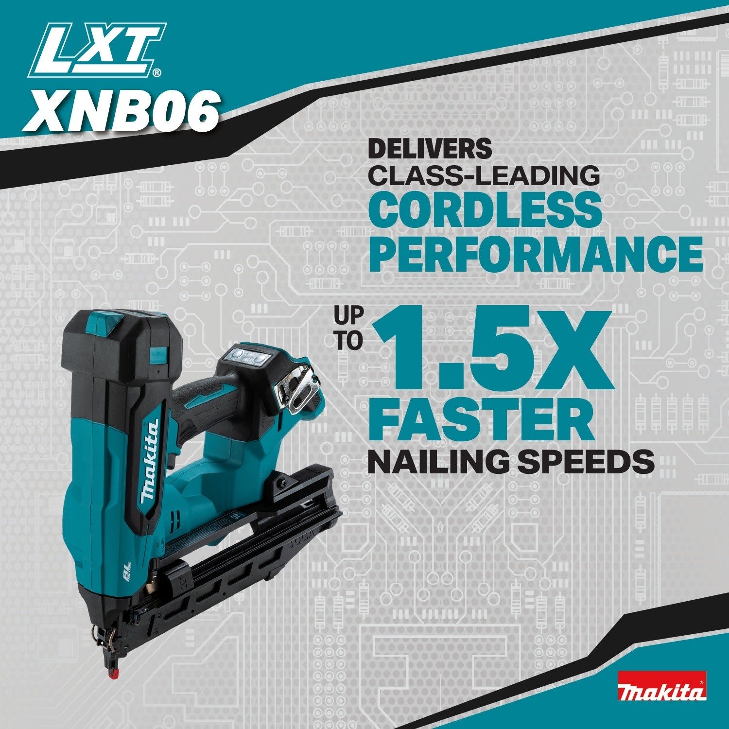 Makita XNB06Z 18V LXT Lithium-Ion Brushless Cordless 2-1/2” Angled Finish Nailer, 16 Gauge, Tool Only - 3