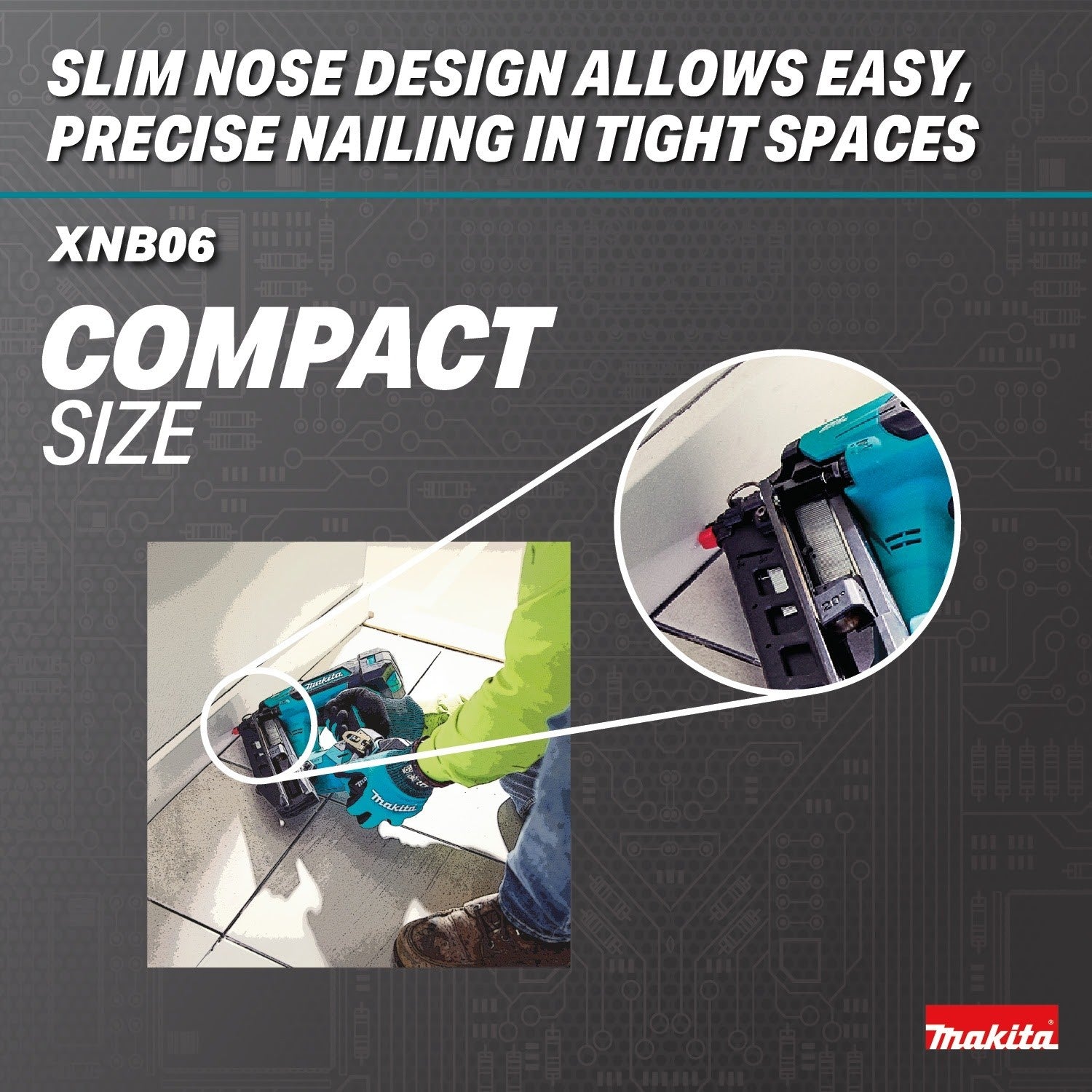 Makita XNB06Z 18V LXT Lithium-Ion Brushless Cordless 2-1/2” Angled Finish Nailer, 16 Gauge, Tool Only - 9