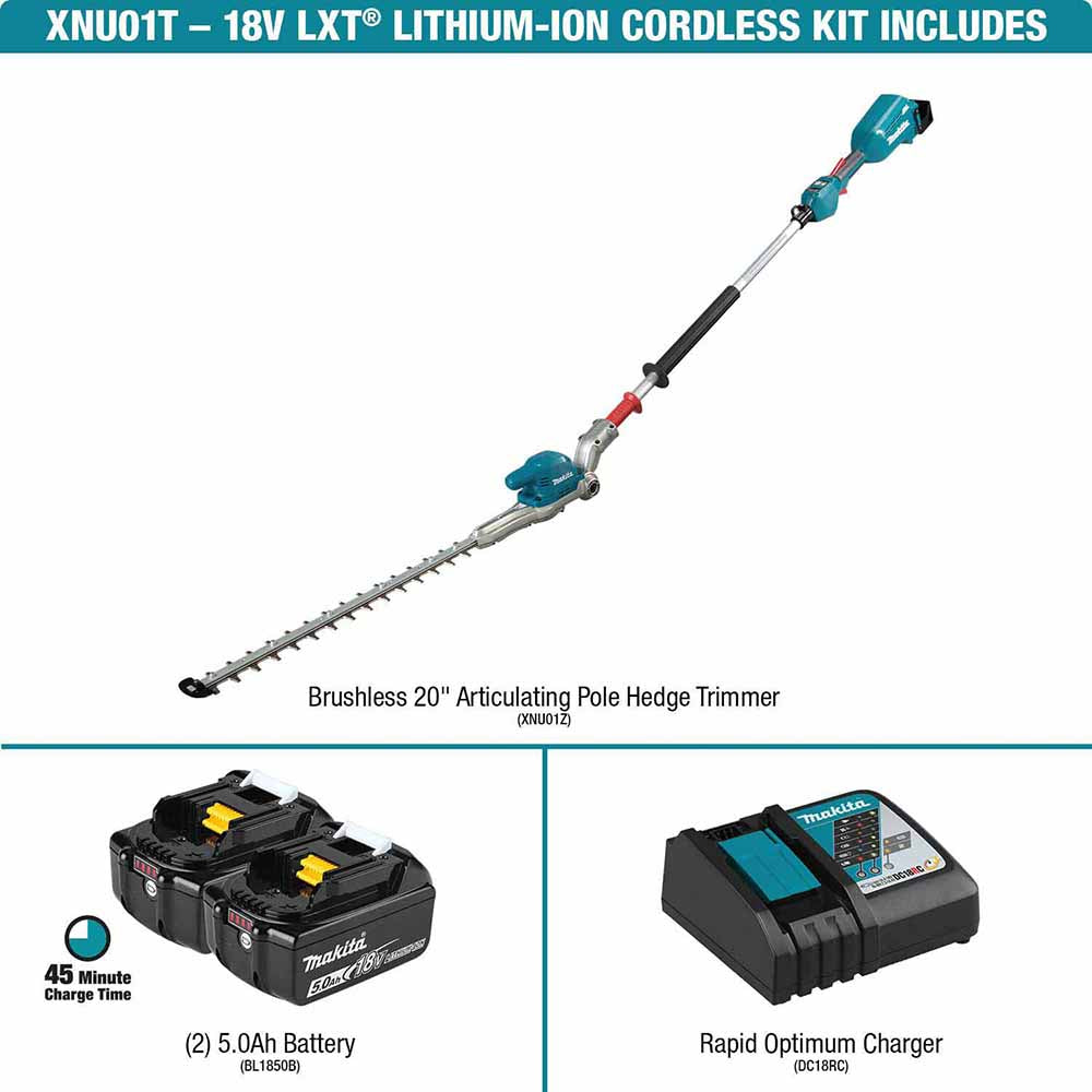 Makita XNU01T 18V LXT 20" Articulating Pole Hedge Trimmer Kit (5.0Ah) - 11