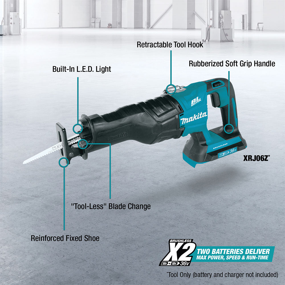 Makita XRJ06Z 18V X2 LXT Recipro Saw (Tool Only) - 6