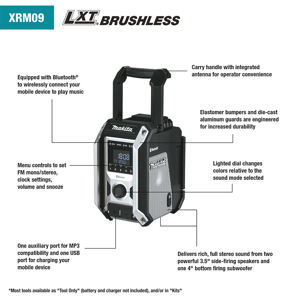 Makita XRM09B 18V LXT/12V max CXT Bluetooth Job Site Radio, Tool Only - 3