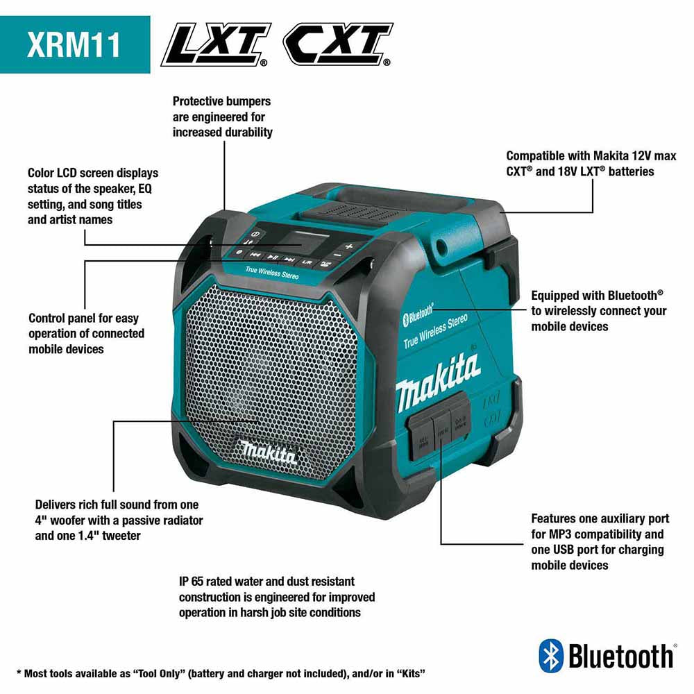 Makita XRM11 18V LXT / 12V max CXT® Lithium-Ion Cordless Bluetooth Job Site Speaker (Tool Only) - 2