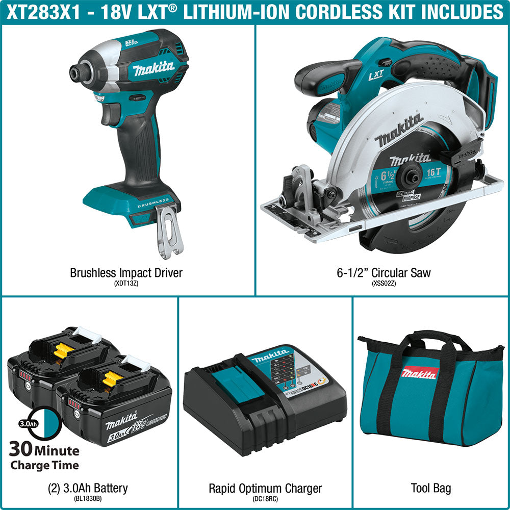 Makita XT283X1 18V LXT Lithium-Ion Cordless 2-Piece Combo Kit (3.0Ah) - 15