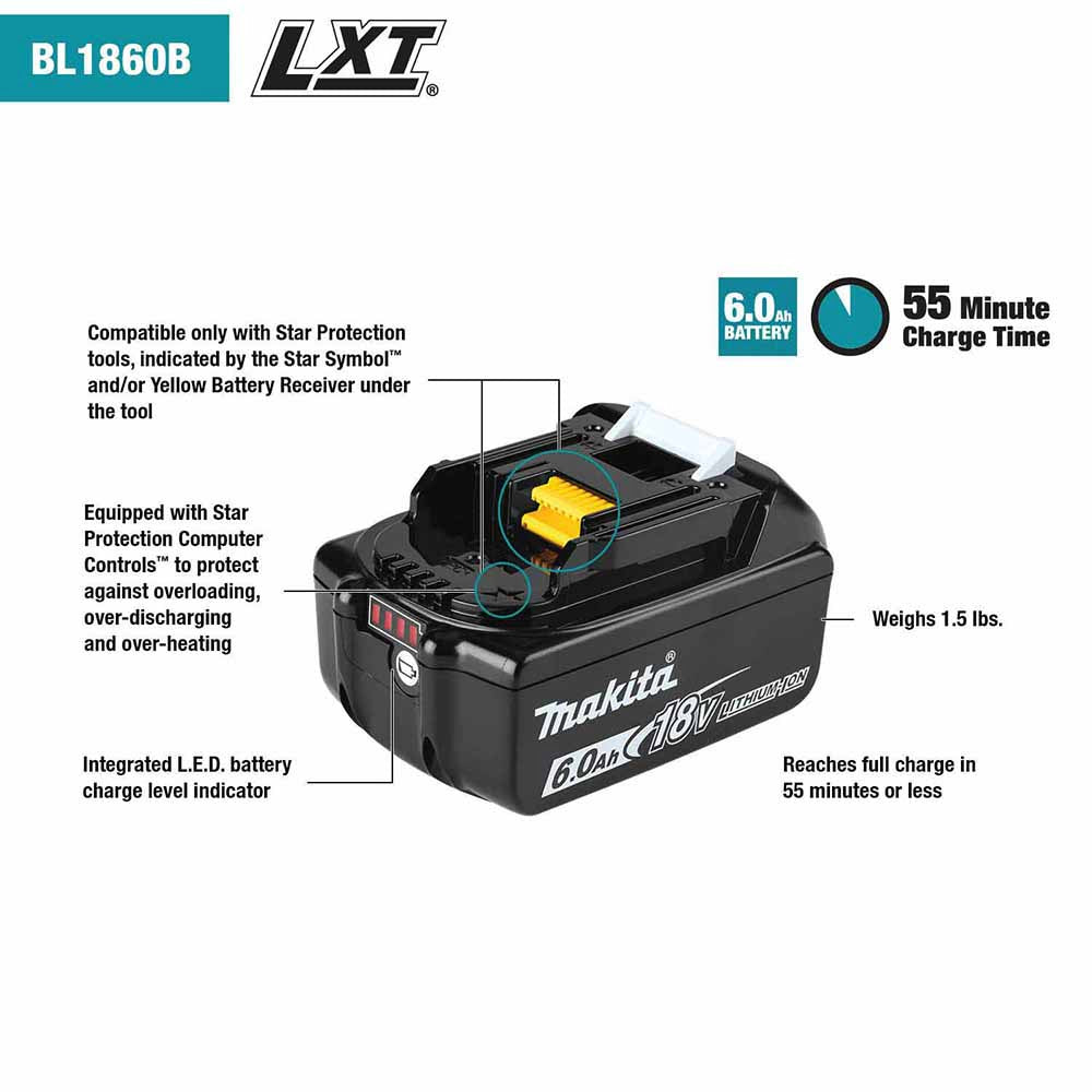 Makita XT288G 18V LXT Lithium-Ion Brushless Cordless 2-Pc. Combo Kit (6.0Ah) - 4