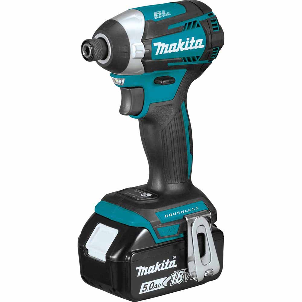 Makita XT452T 18V LXT Lithium-Ion Brushless Cordless 4 Pc. Combo Kit, XPH14Z, XDT14Z, XSH03Z, DML815, bag (5.0Ah) - 2