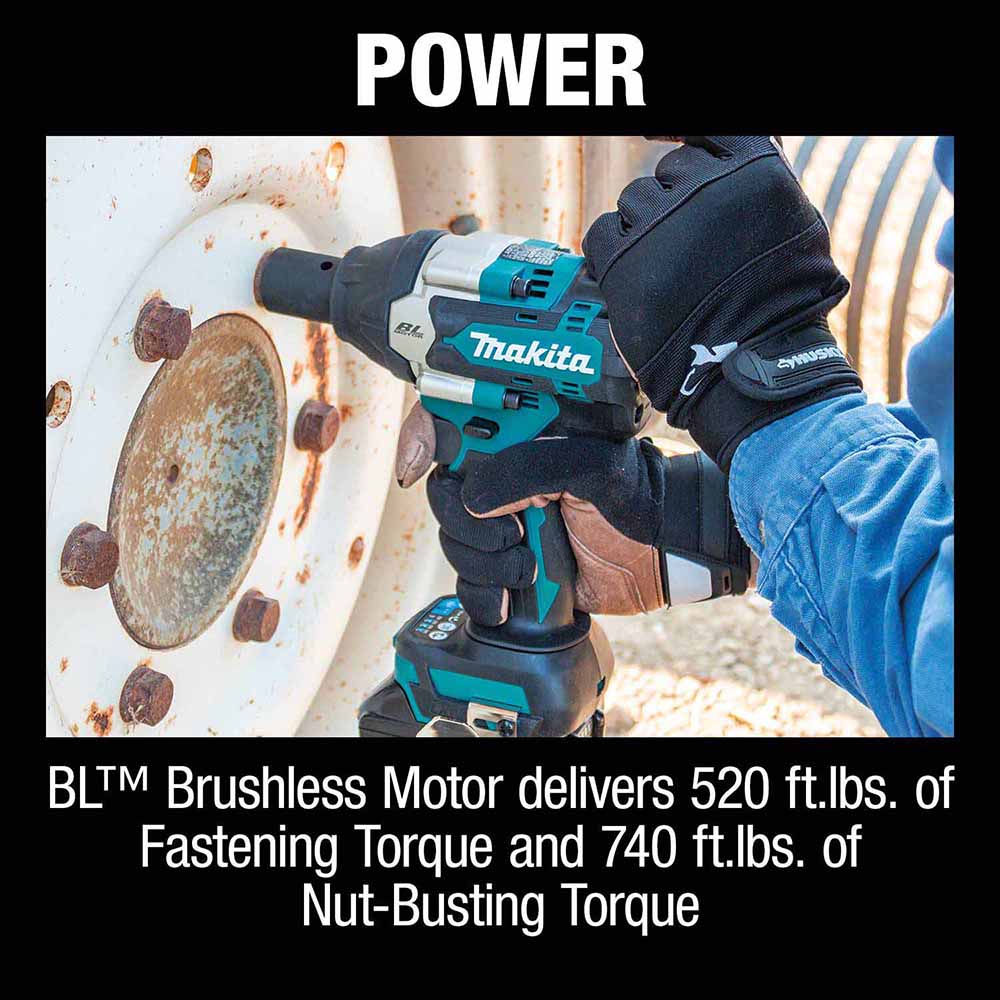 Makita XWT17T 18V LXTBrushless Cordless 4-Speed Mid-Torque 1/2" Sq. Drive Impact Wrench Kit - 4